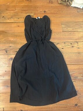 Universal Thread Black Sleeveless Midi Wrap Dress with Tie Belt